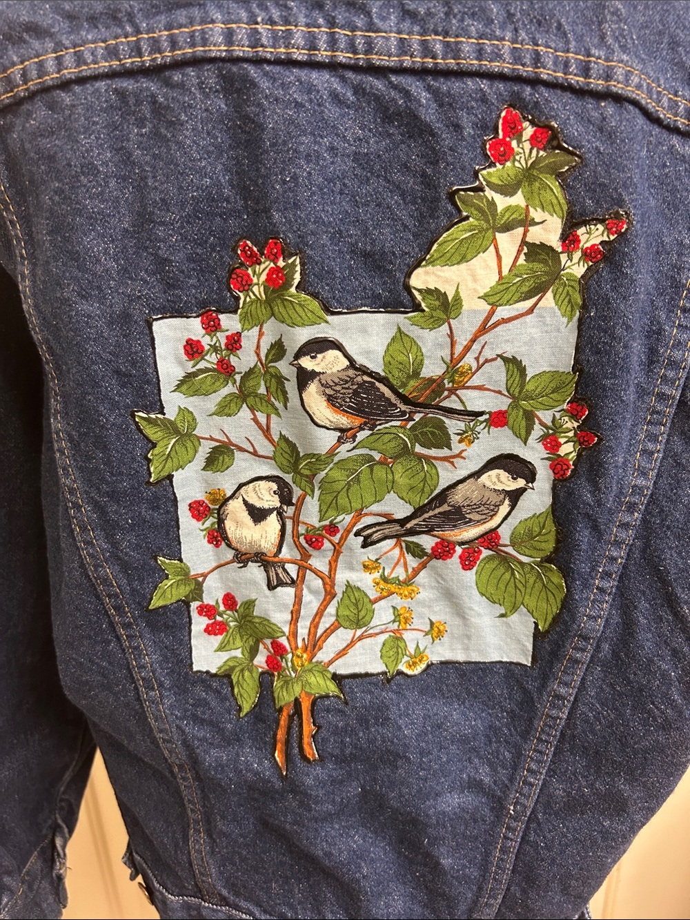RUSTLER Large Jean jacket with handmade bird design, EUC - Picture 10 of 12